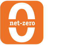 Icon of a Zero with the words "Net-Zero" on the inside.