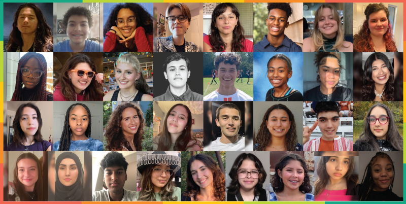 Large collage of the faces of all the Austin Youth Climate Equity Council members.